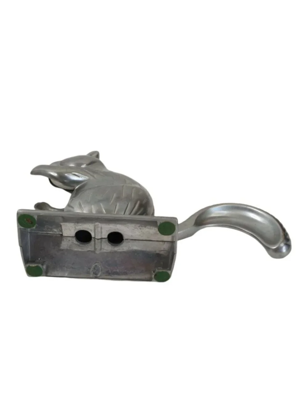 Vintage Squirrel Nut Cracker Mechanical On Tree Log Cast Aluminum Animal